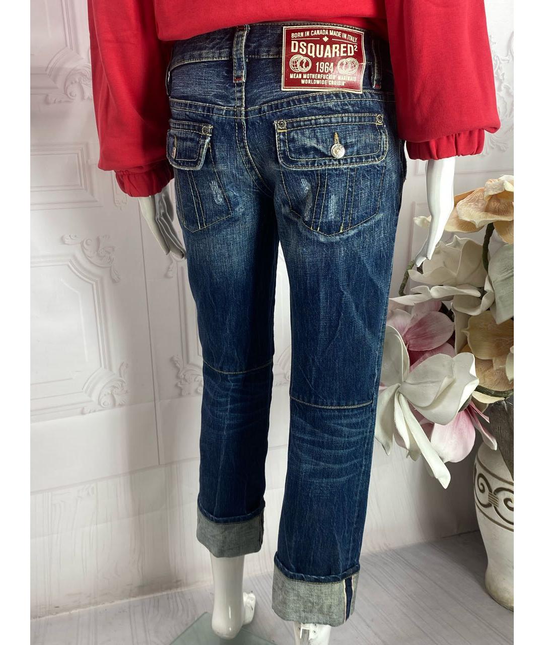 DSQUARED2 Синие хлопковые прямые джинсы, фото 7