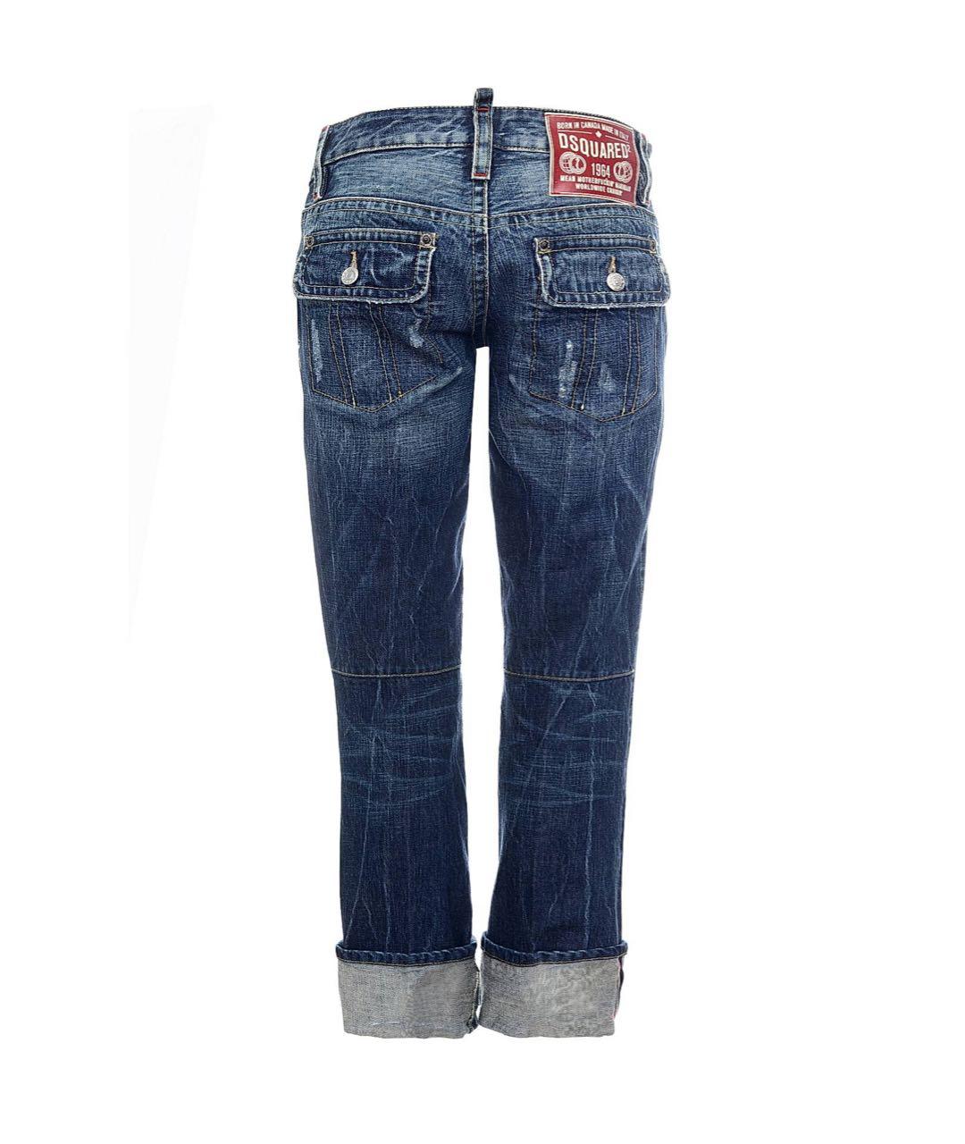 DSQUARED2 Синие хлопковые прямые джинсы, фото 2