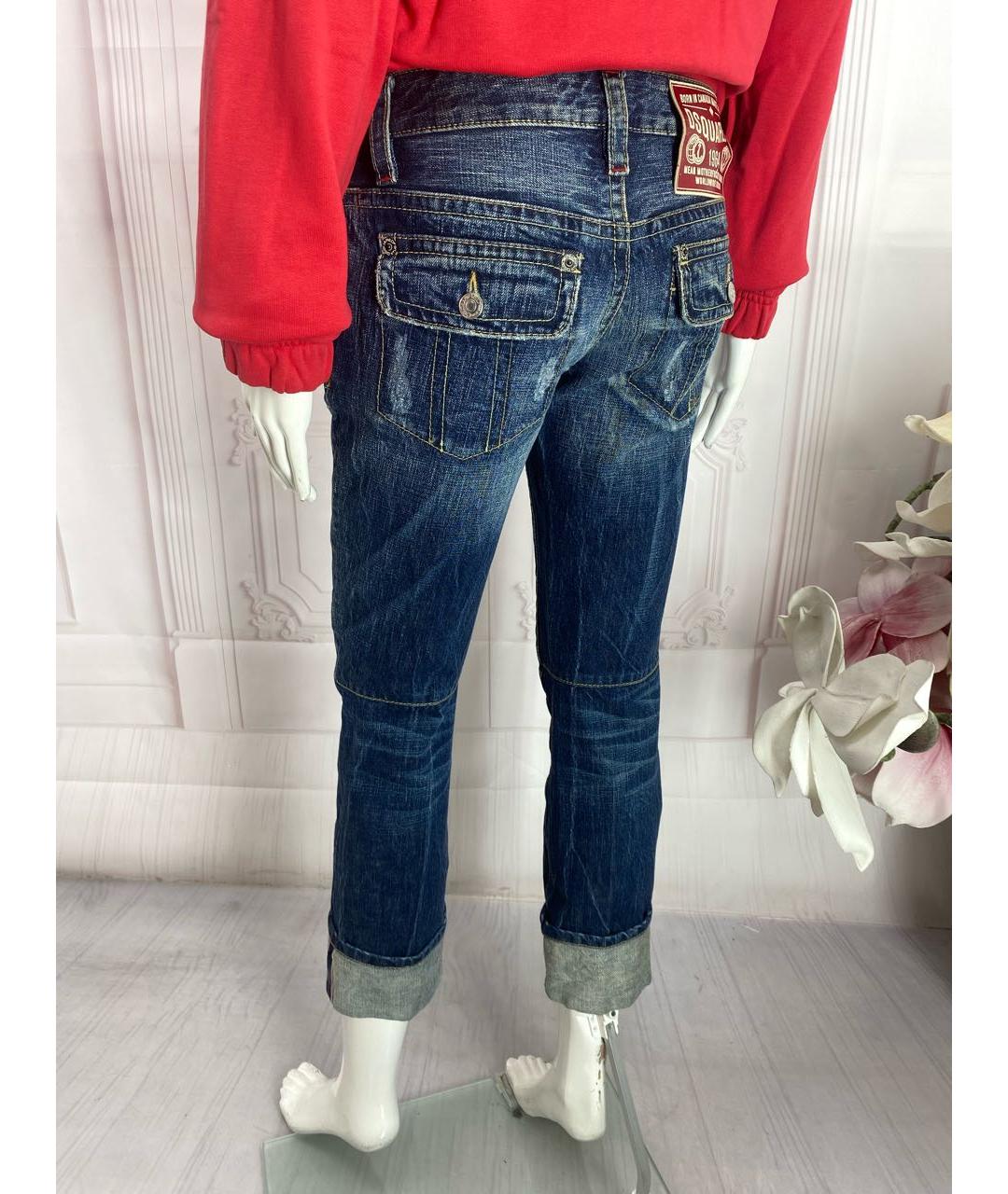 DSQUARED2 Синие хлопковые прямые джинсы, фото 8