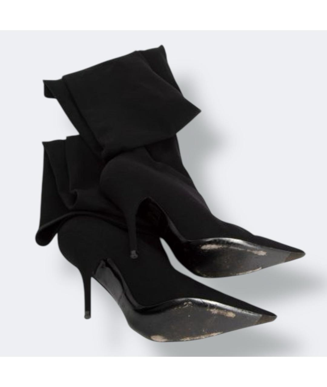 BALENCIAGA Черные текстильные ботфорты, фото 2