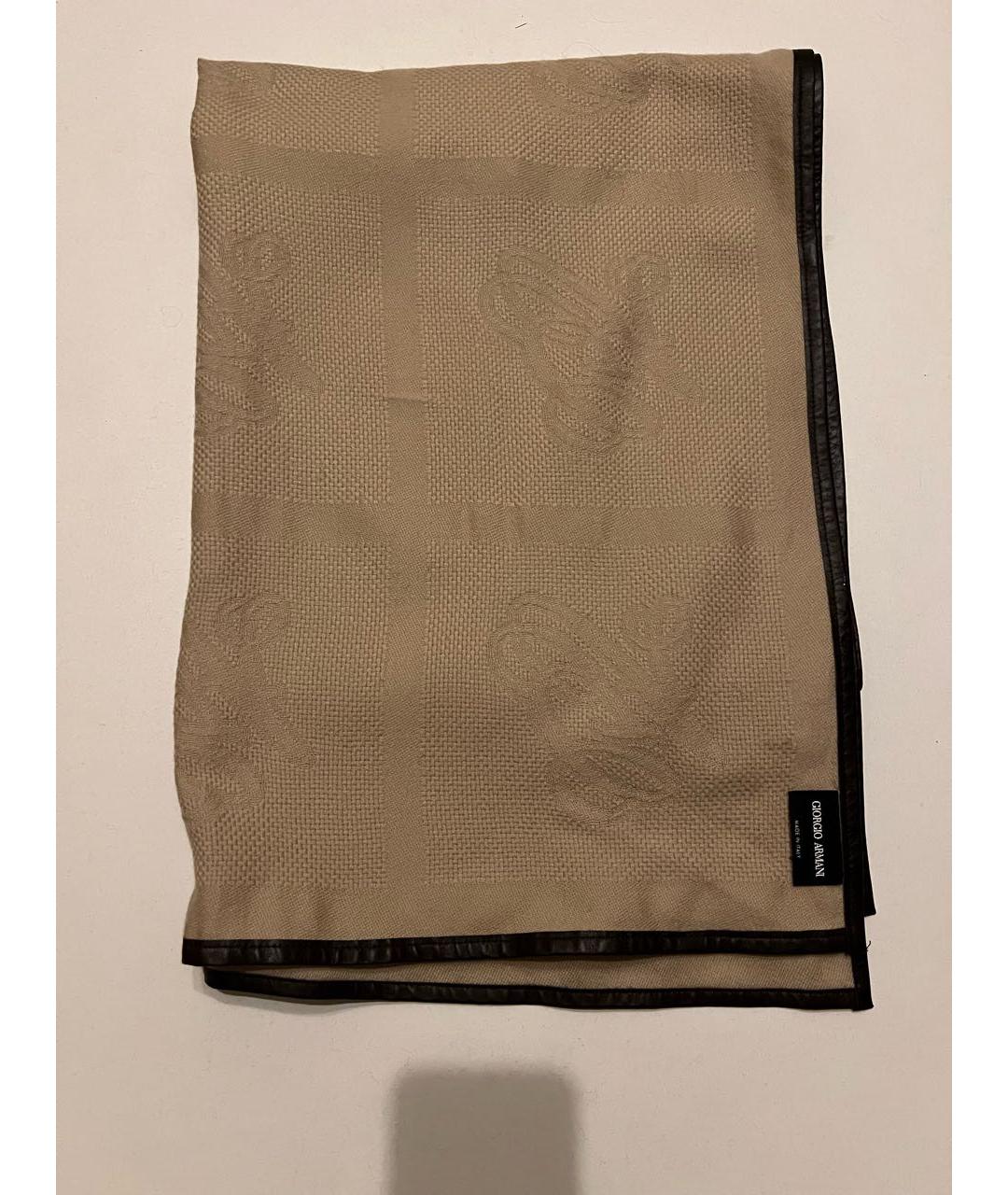 GIORGIO ARMANI Бежевый шерстяной шарф, фото 6