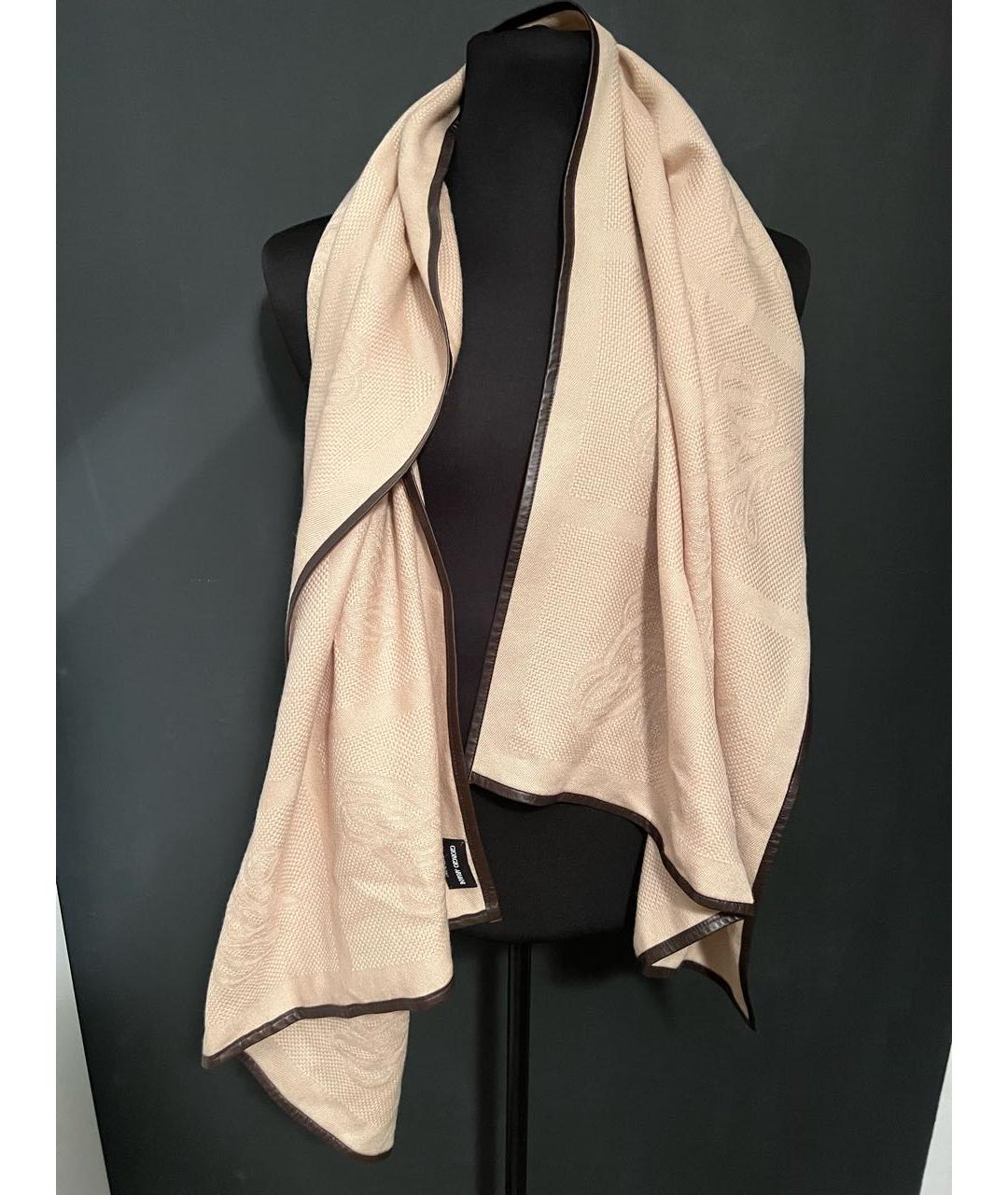 GIORGIO ARMANI Бежевый шерстяной шарф, фото 2