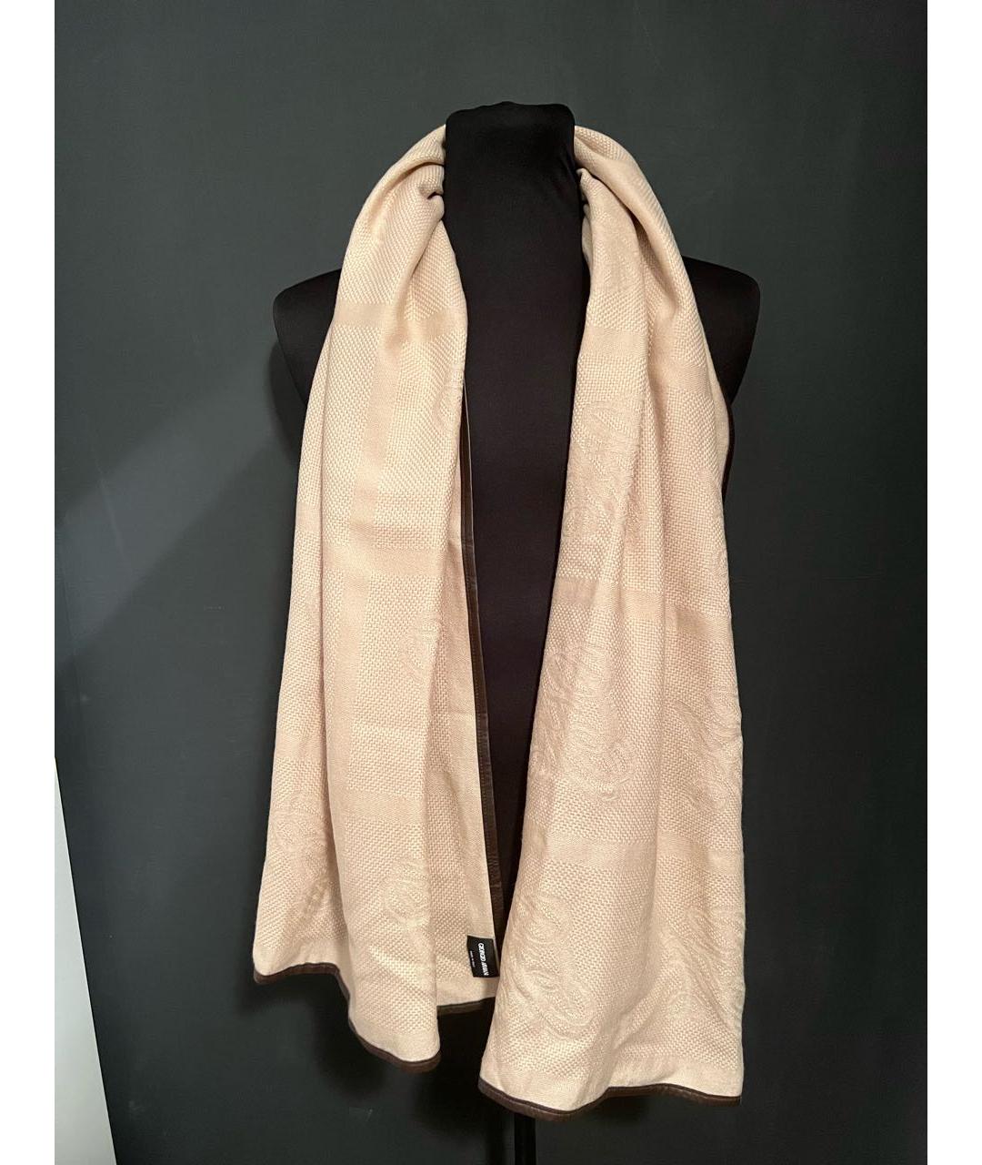 GIORGIO ARMANI Бежевый шерстяной шарф, фото 5