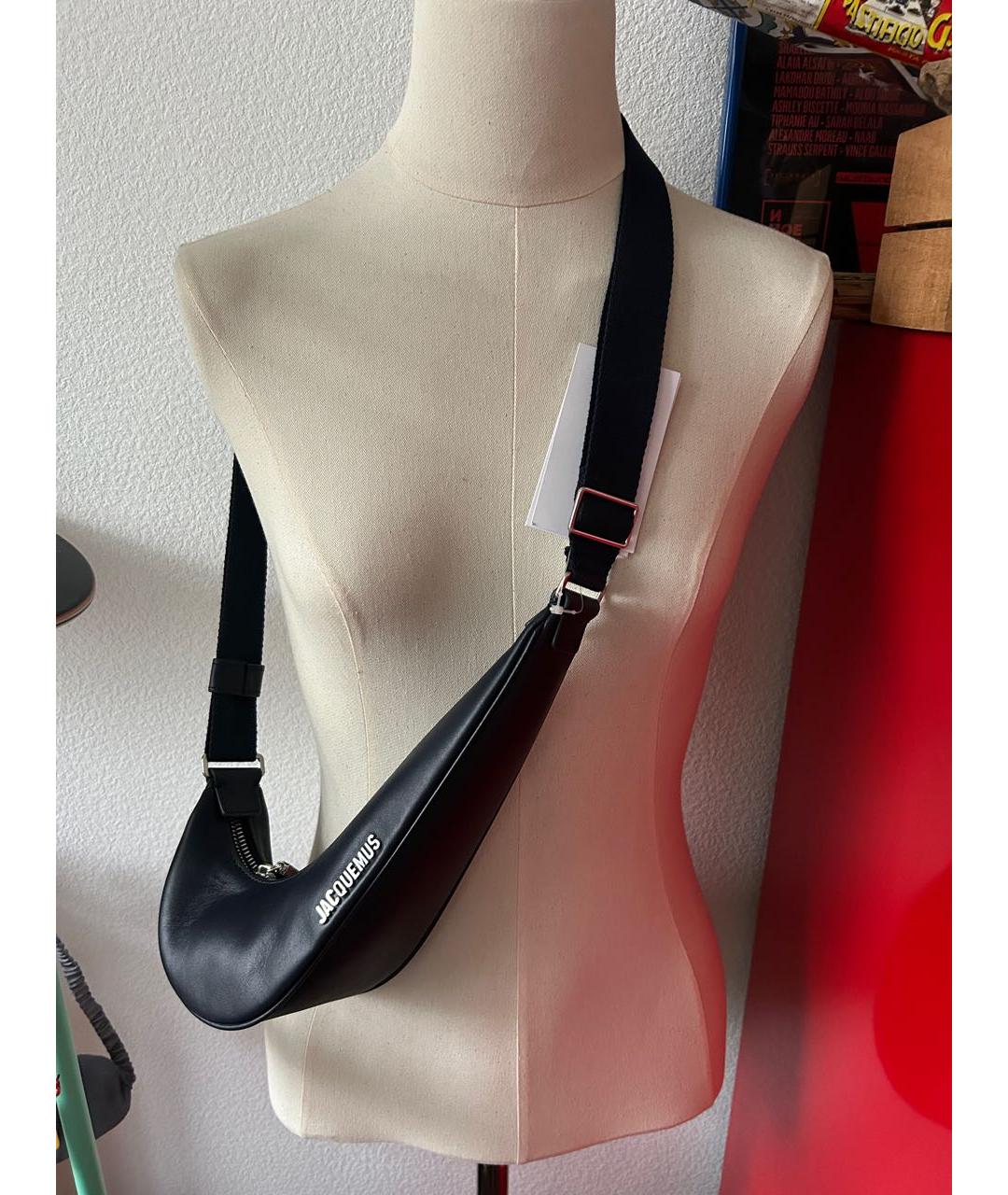 JACQUEMUS Темно-синяя кожаная сумка через плечо, фото 2