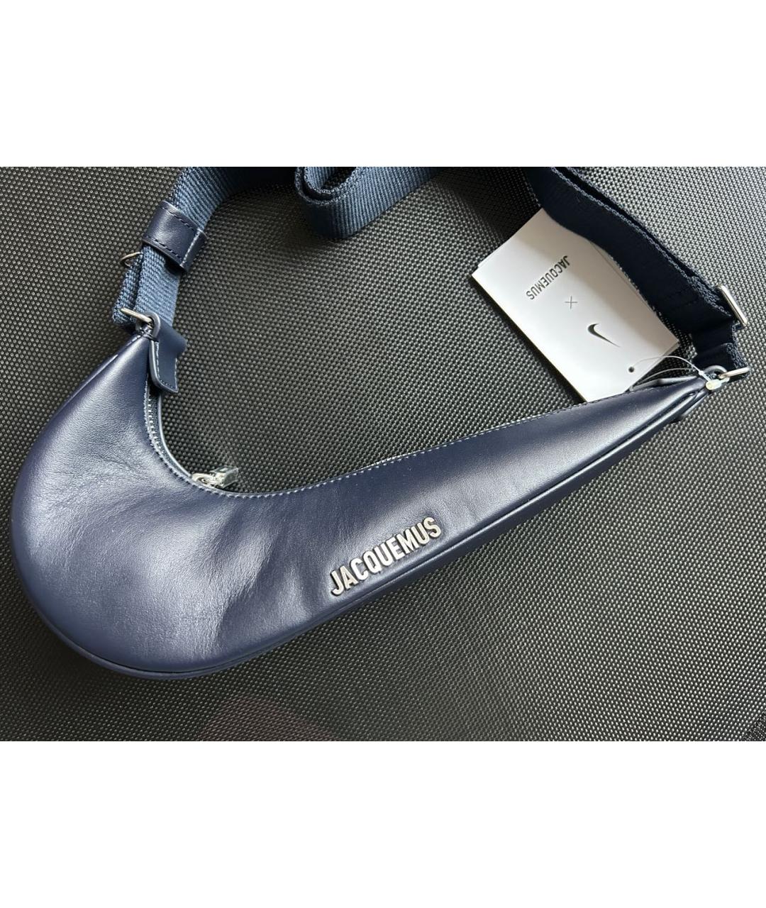 JACQUEMUS Темно-синяя кожаная сумка через плечо, фото 6