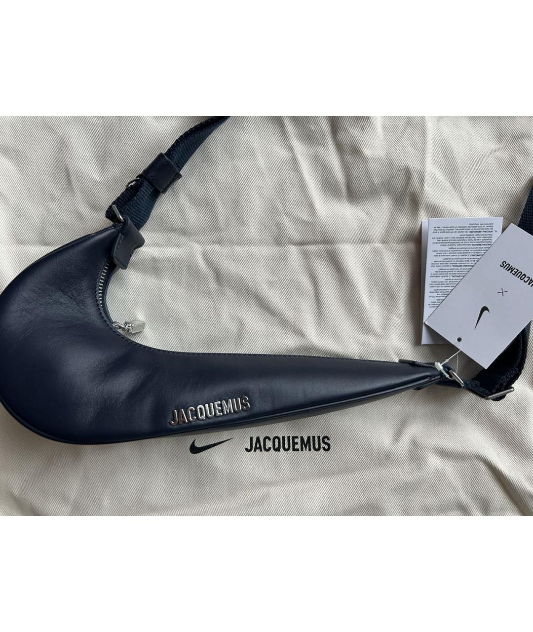 JACQUEMUS Темно-синяя кожаная сумка через плечо, фото 7