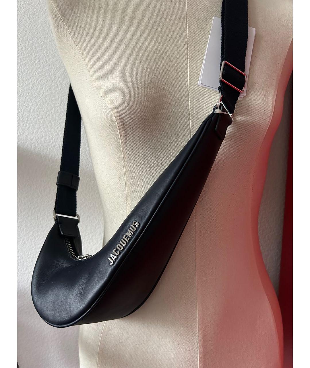 JACQUEMUS Темно-синяя кожаная сумка через плечо, фото 3