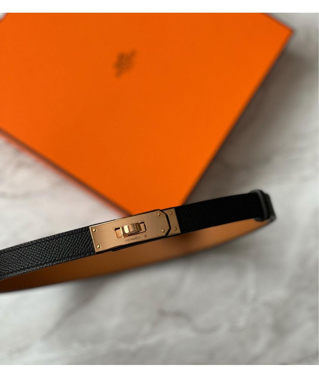 HERMES Черный кожаный ремень, фото 2