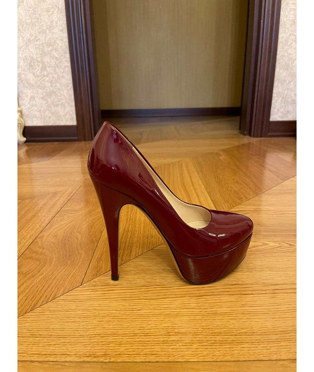 PRADA Бордовые туфли из лакированной кожи, фото 8