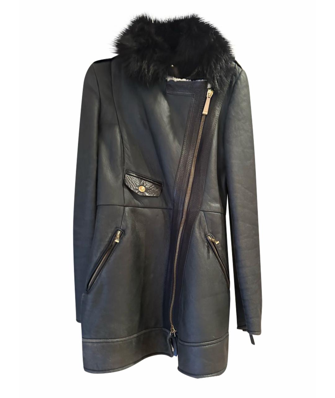 JUST CAVALLI Черная кожаная дубленка, фото 1