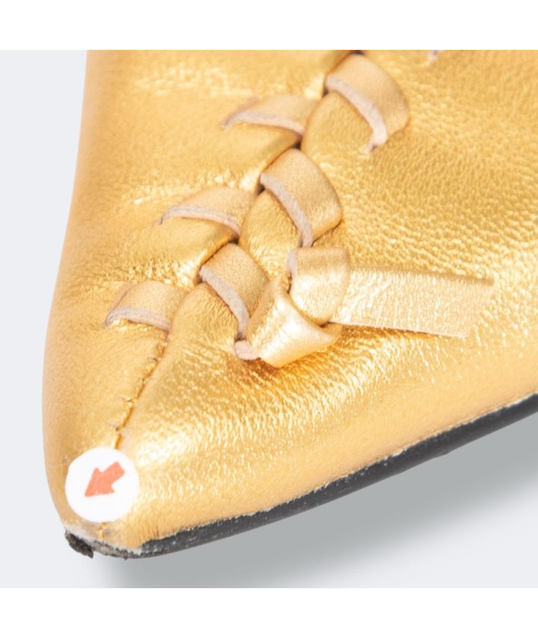 JIL SANDER Золотые кожаные балетки, фото 6