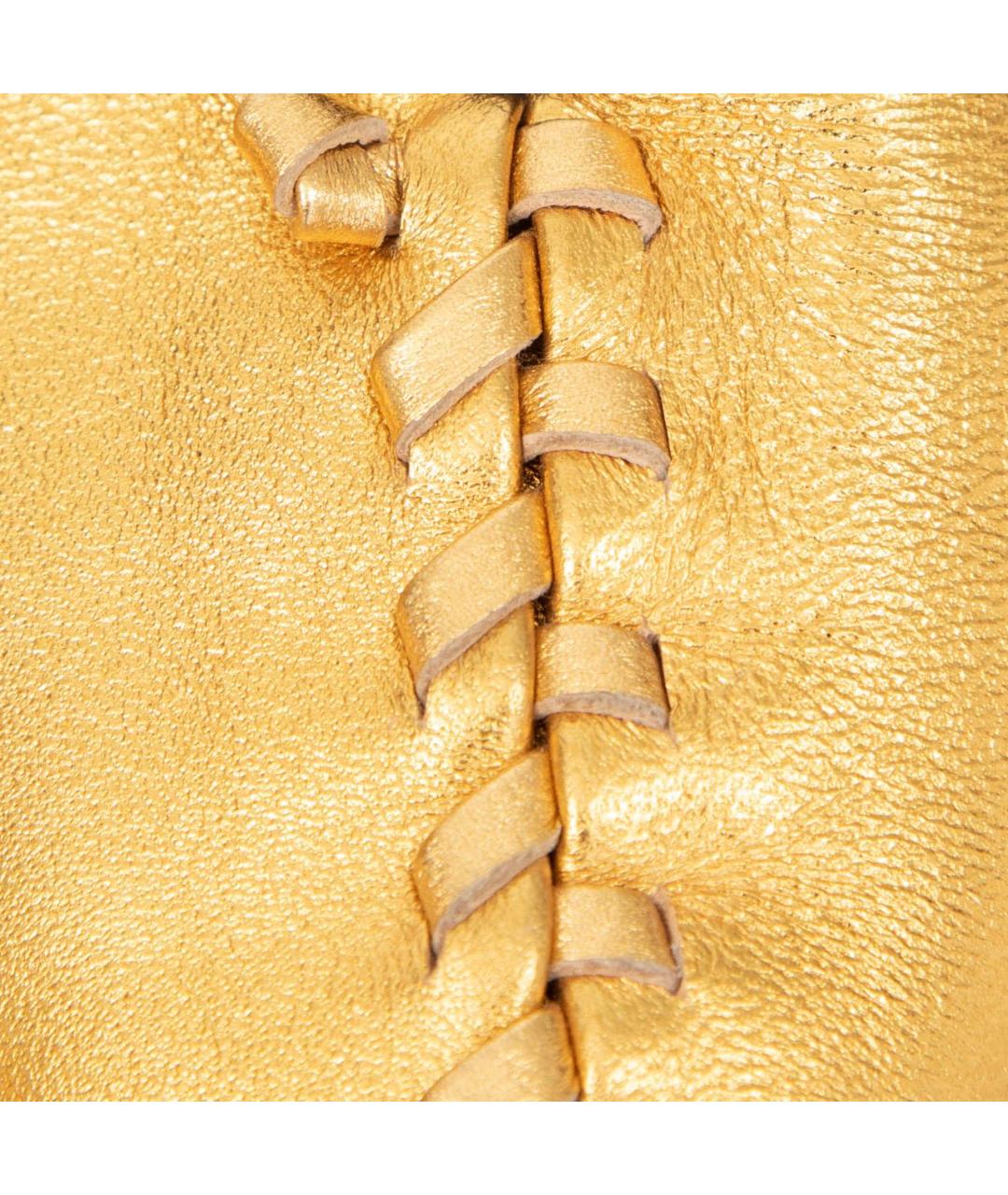 JIL SANDER Золотые кожаные балетки, фото 7