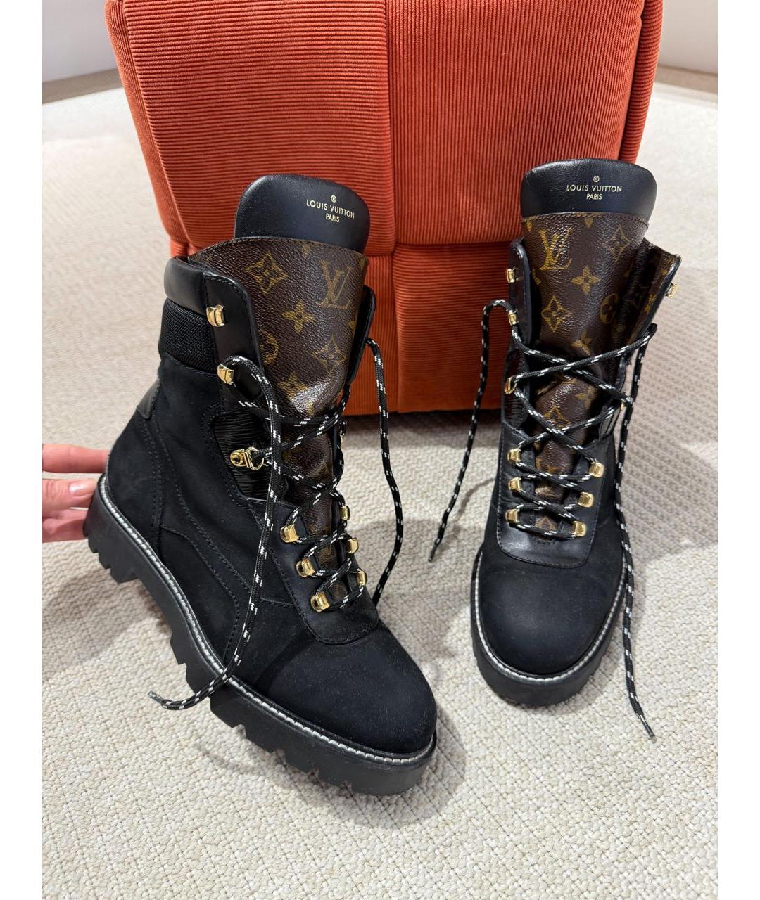 LOUIS VUITTON Черные кожаные ботинки, фото 2