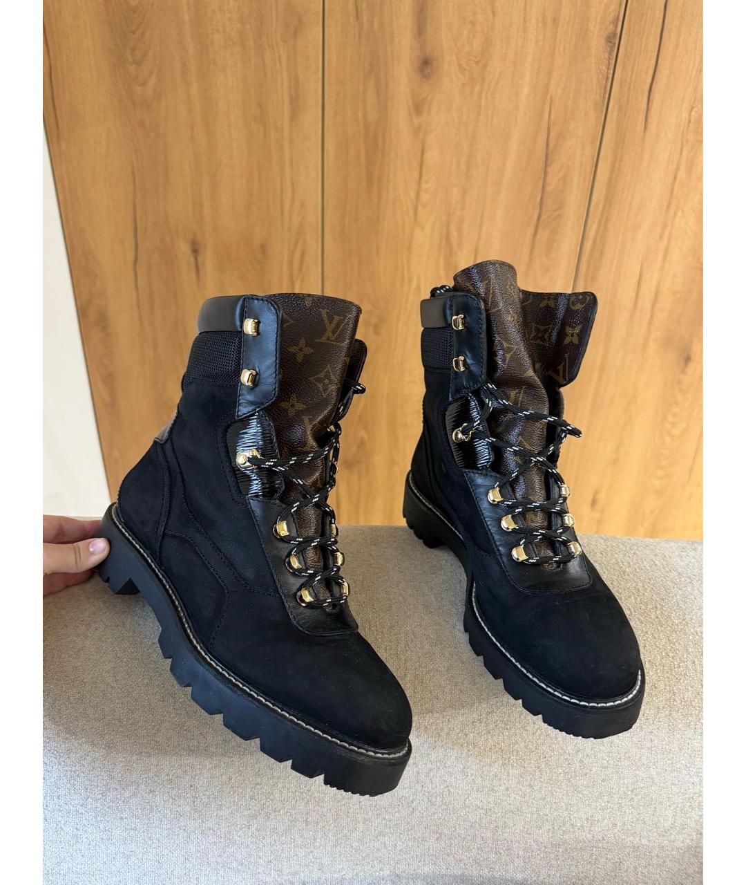 LOUIS VUITTON Черные кожаные ботинки, фото 5