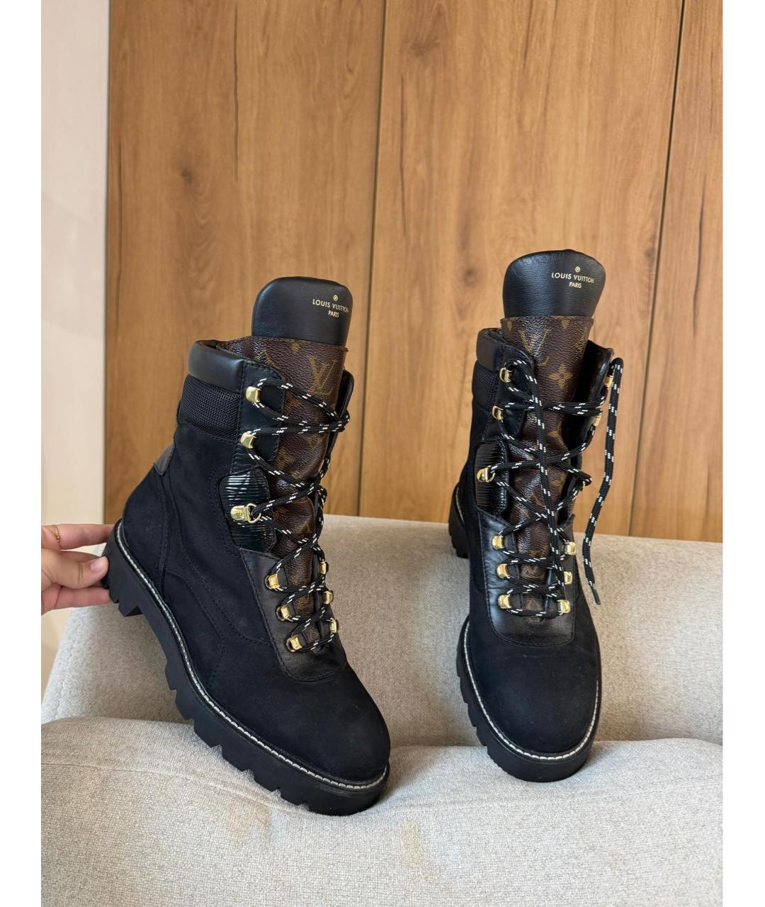 LOUIS VUITTON Черные кожаные ботинки, фото 3