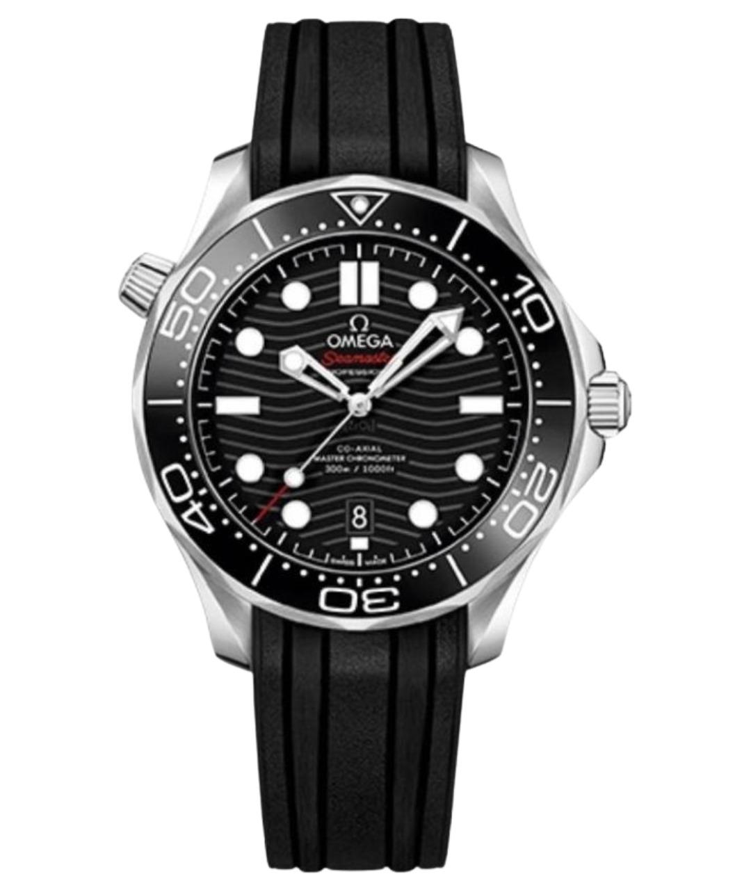 OMEGA Черные стальные часы, фото 1