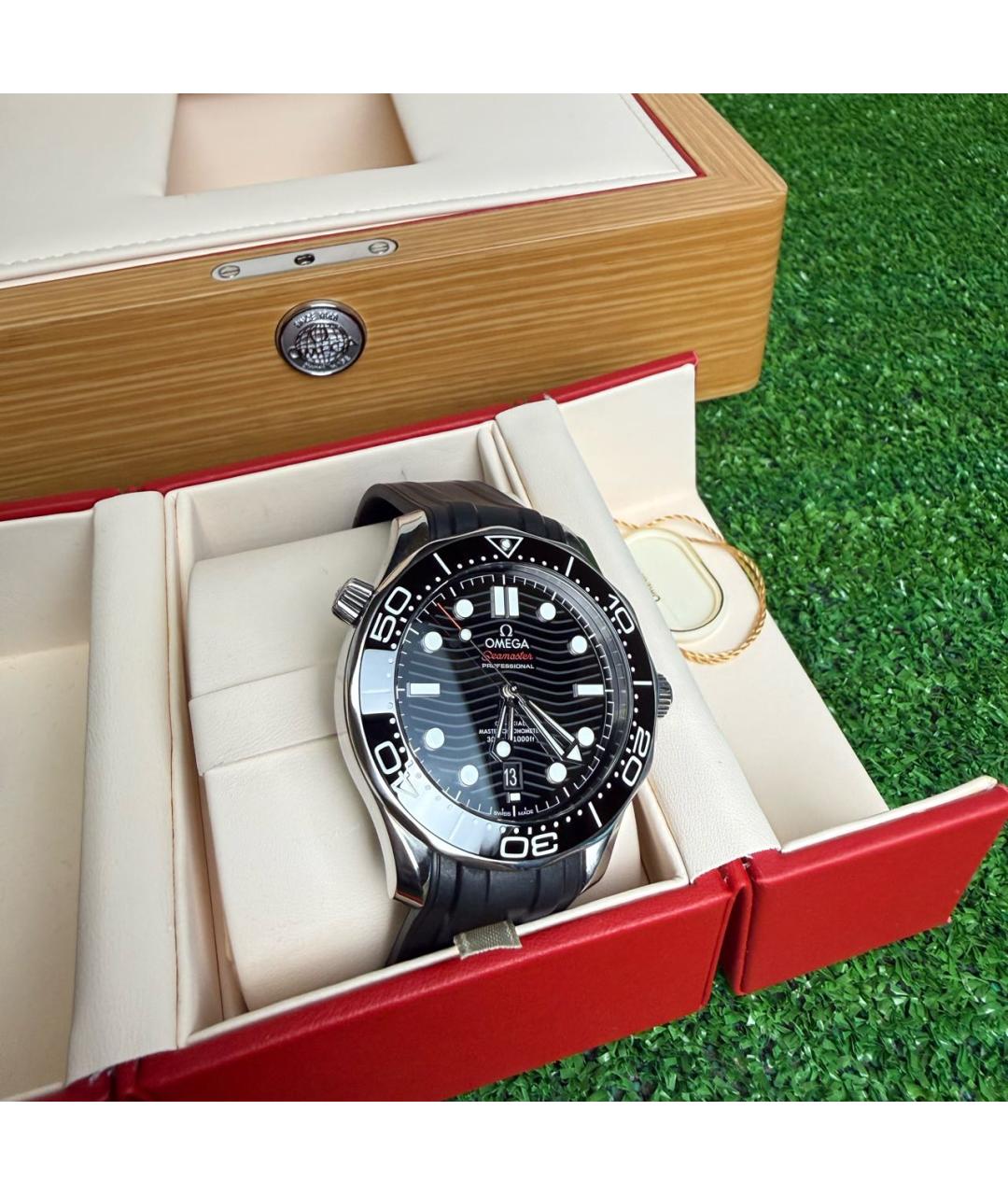 OMEGA Черные стальные часы, фото 3