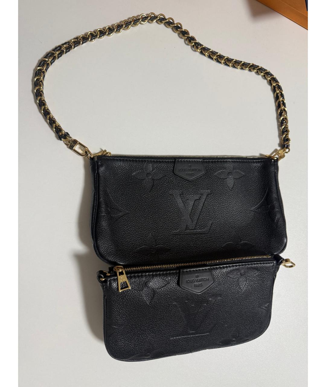 LOUIS VUITTON Черная кожаная сумка через плечо, фото 3