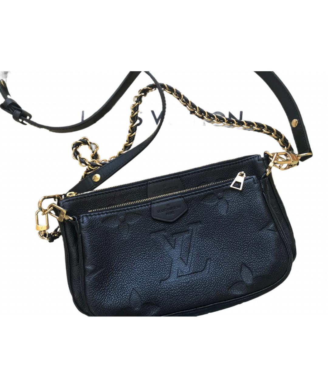 LOUIS VUITTON Черная кожаная сумка через плечо, фото 2