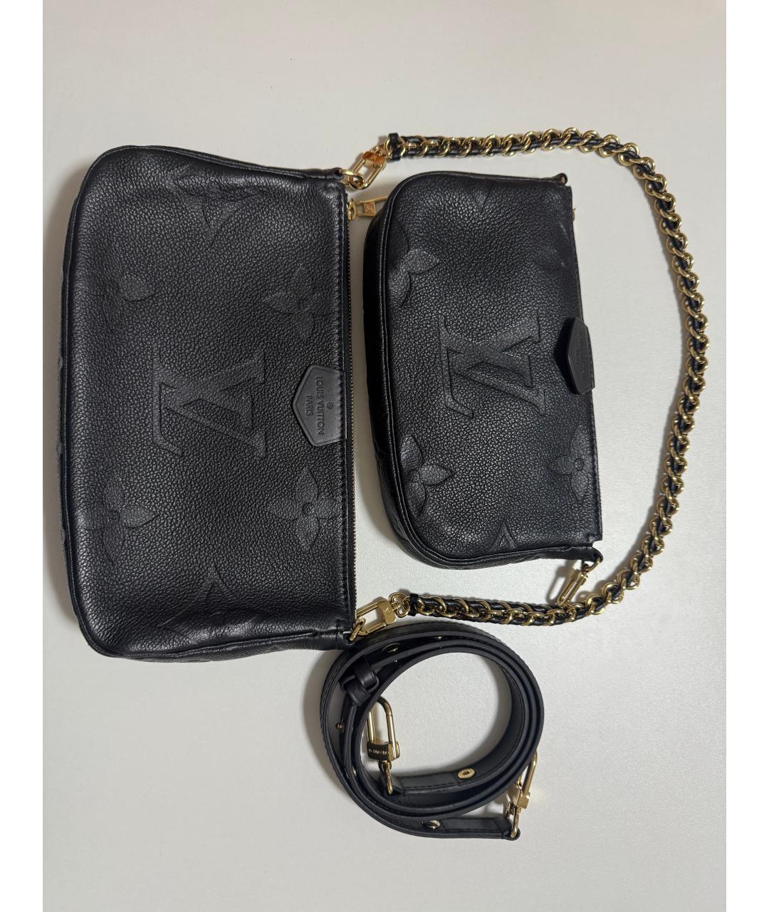 LOUIS VUITTON Черная кожаная сумка через плечо, фото 4