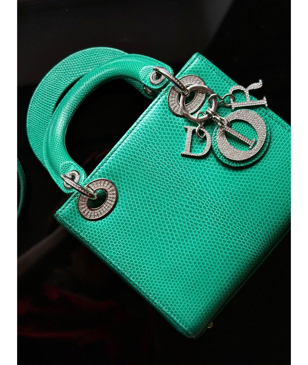 CHRISTIAN DIOR Зеленая сумка с короткими ручками из экзотической кожи, фото 5