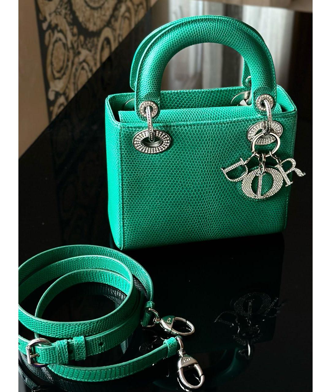 CHRISTIAN DIOR Зеленая сумка с короткими ручками из экзотической кожи, фото 7