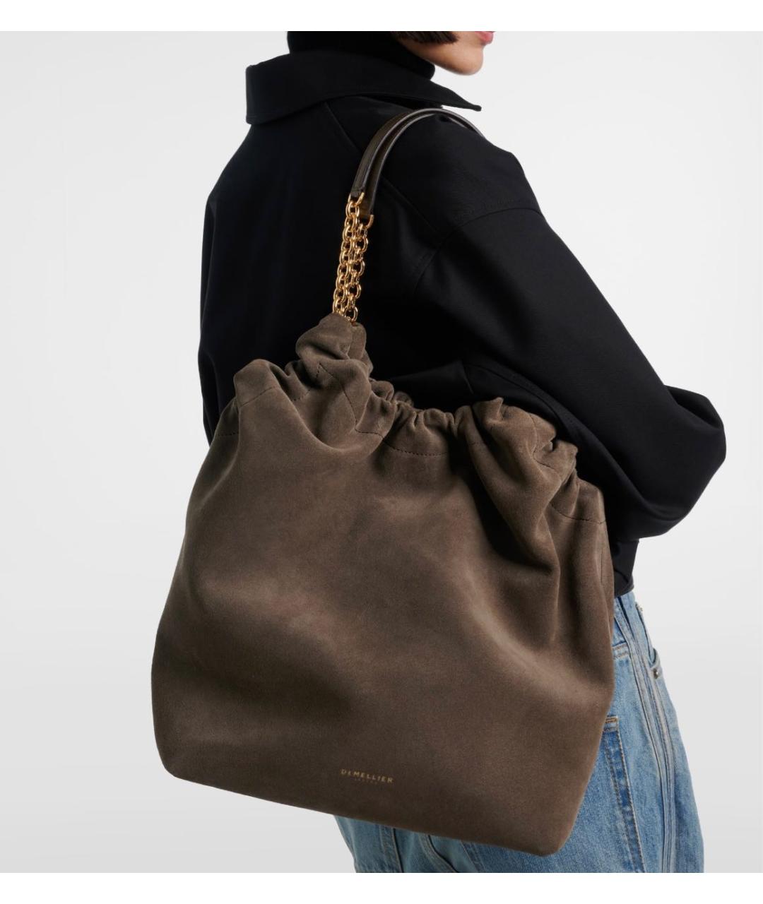 DEMELLIER Антрацитовая замшевая сумка через плечо, фото 4