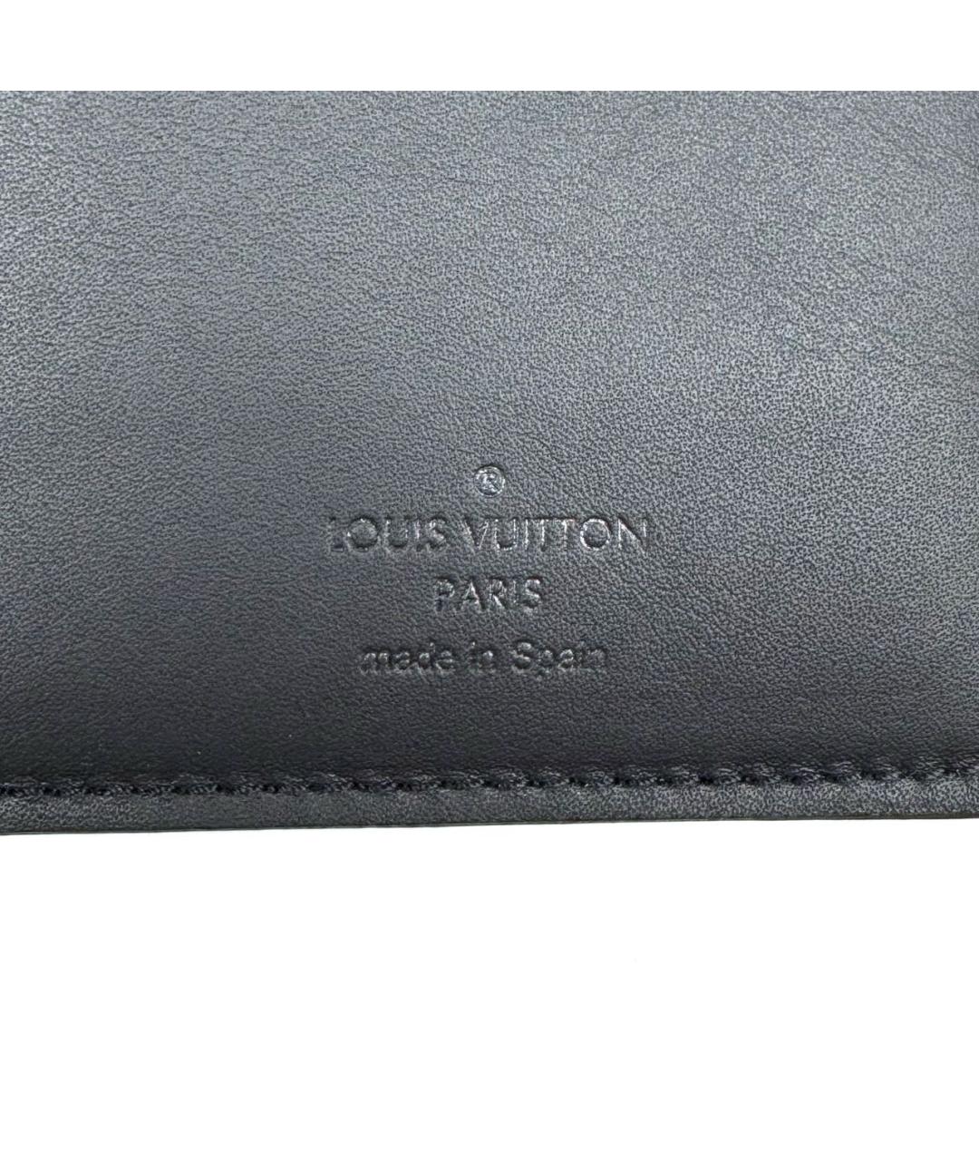 LOUIS VUITTON Черный кожаный кошелек, фото 6