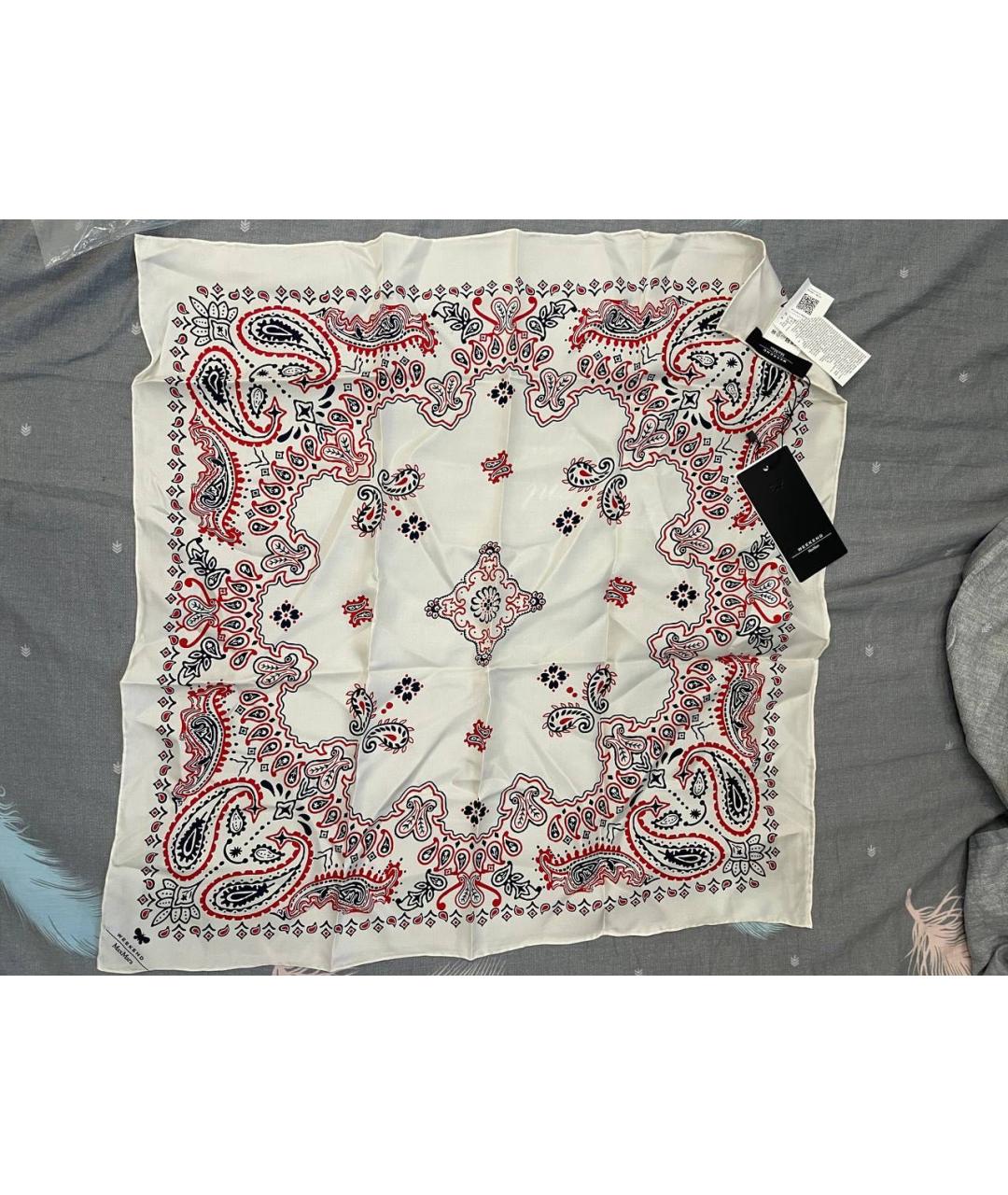 WEEKEND MAX MARA Бежевый шелковый платок, фото 6