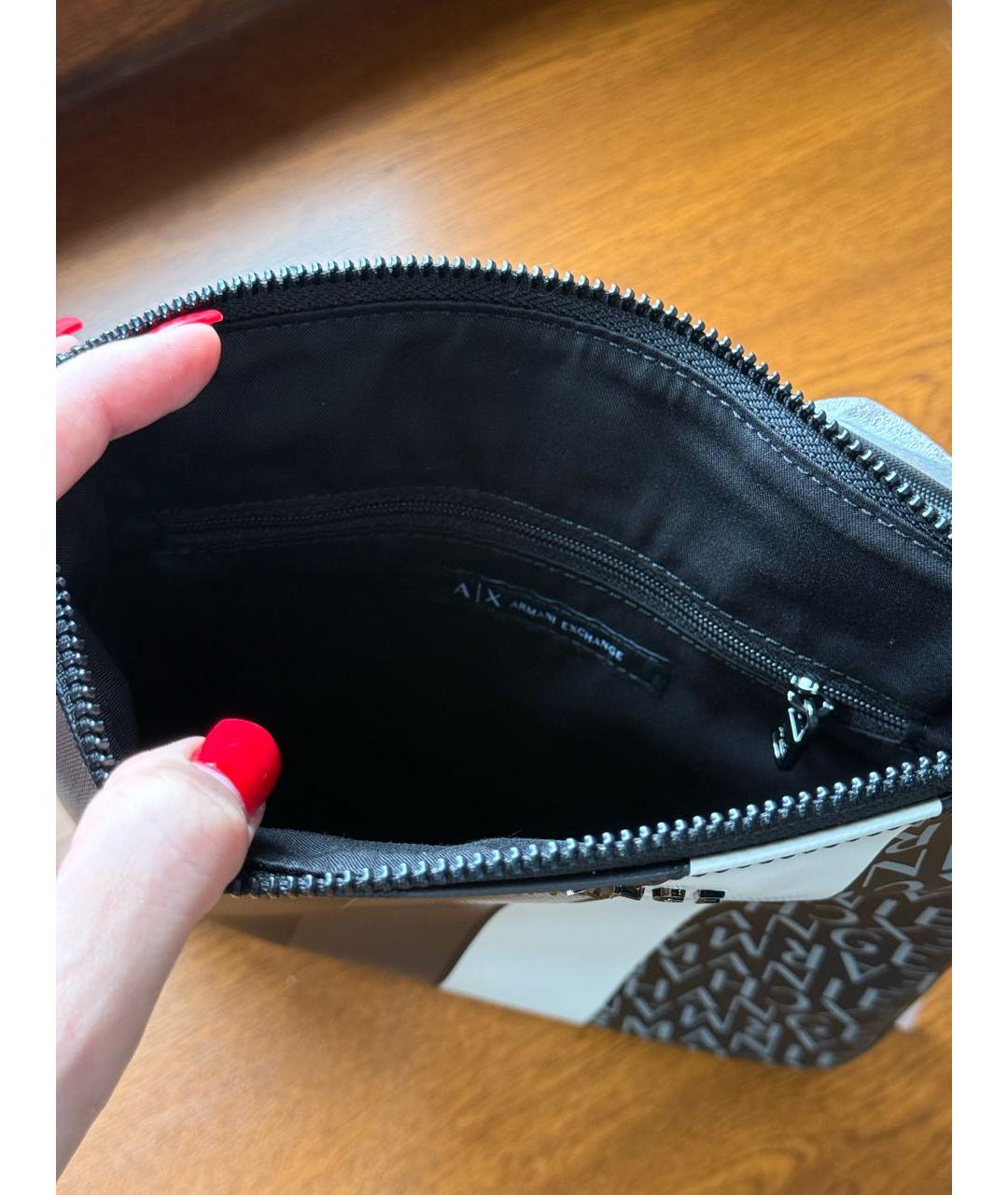 ARMANI EXCHANGE Темно-синяя сумка на плечо из искусственной кожи, фото 4