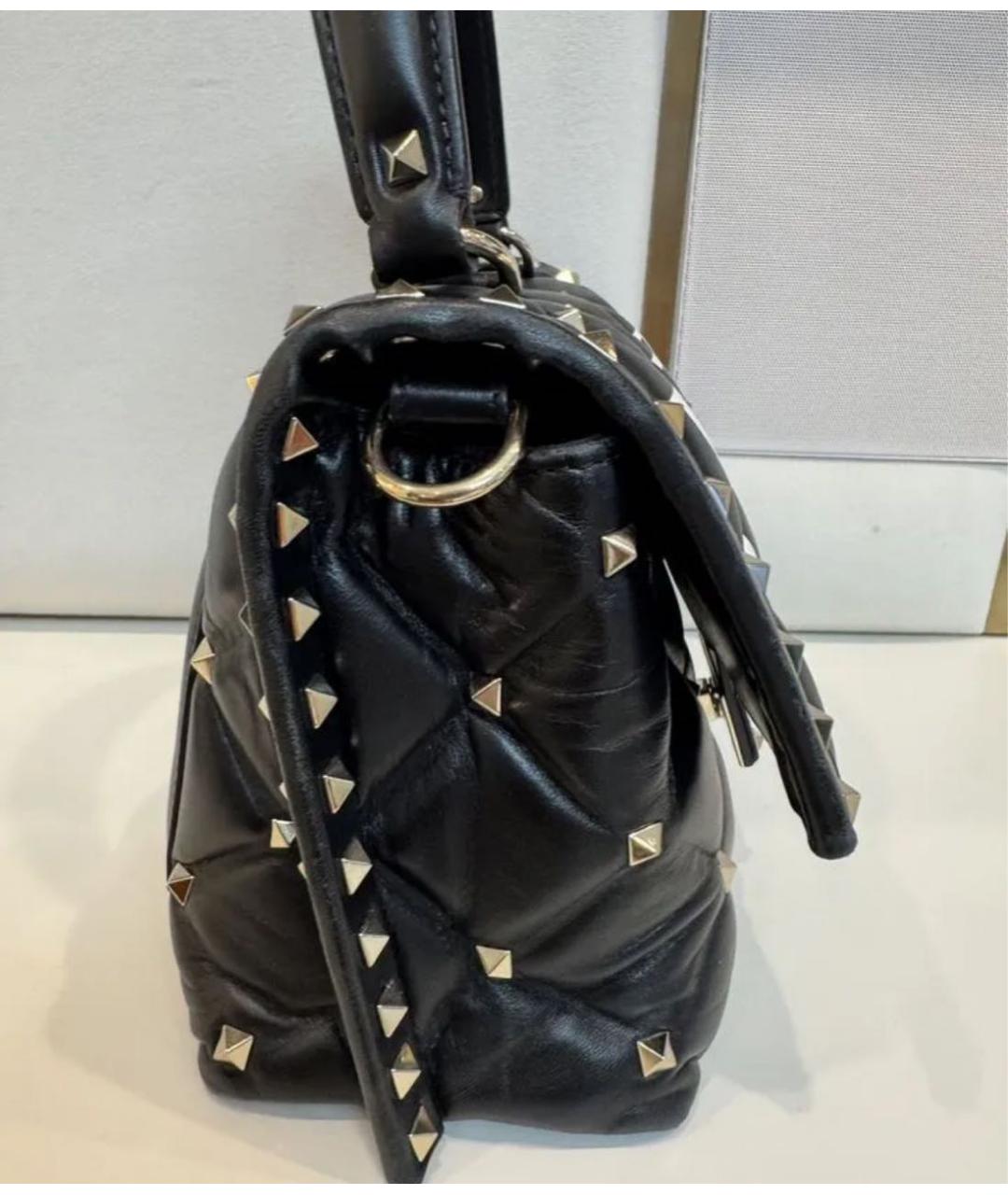 VALENTINO Черная кожаная сумка с короткими ручками, фото 5