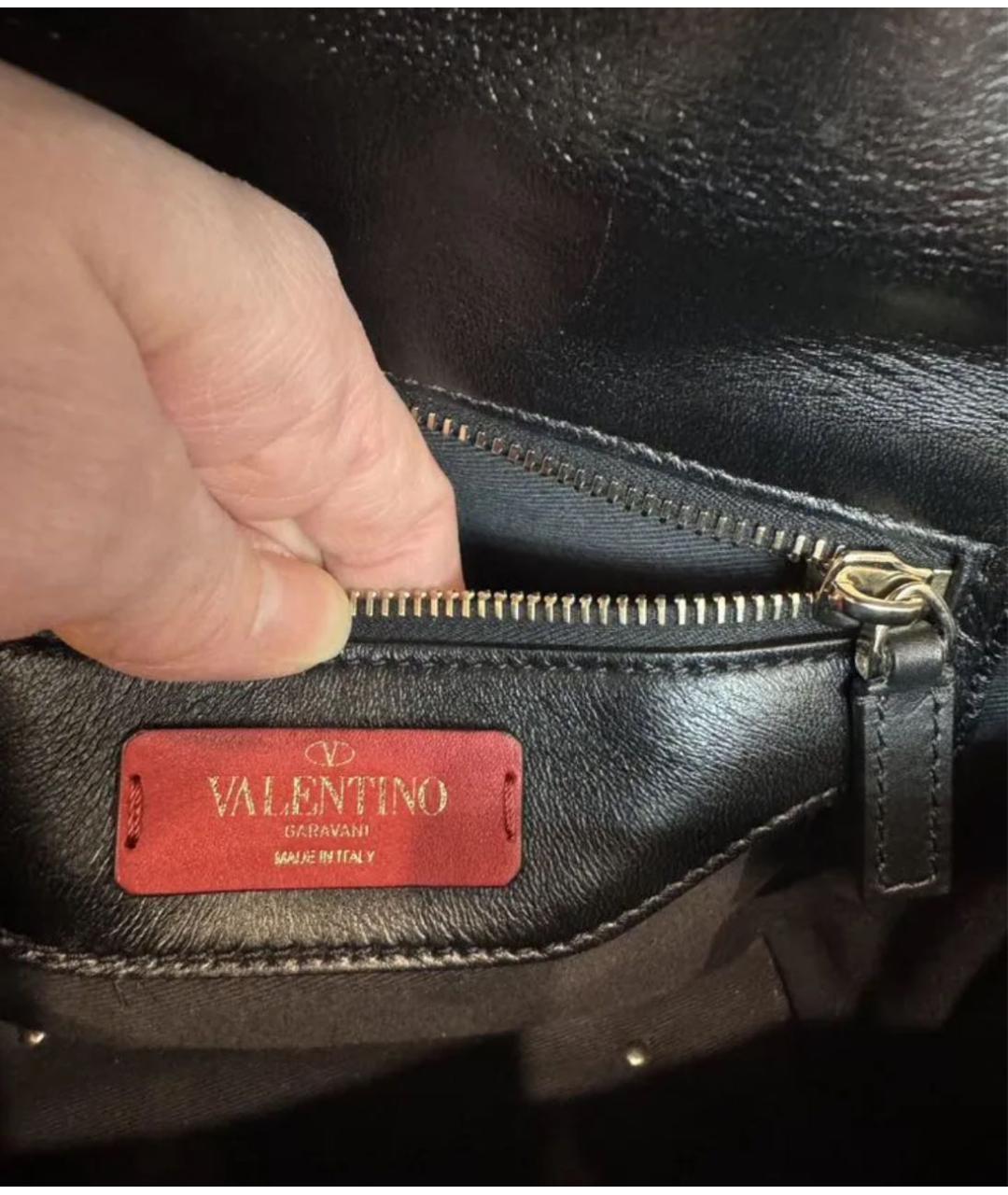 VALENTINO Черная кожаная сумка с короткими ручками, фото 6