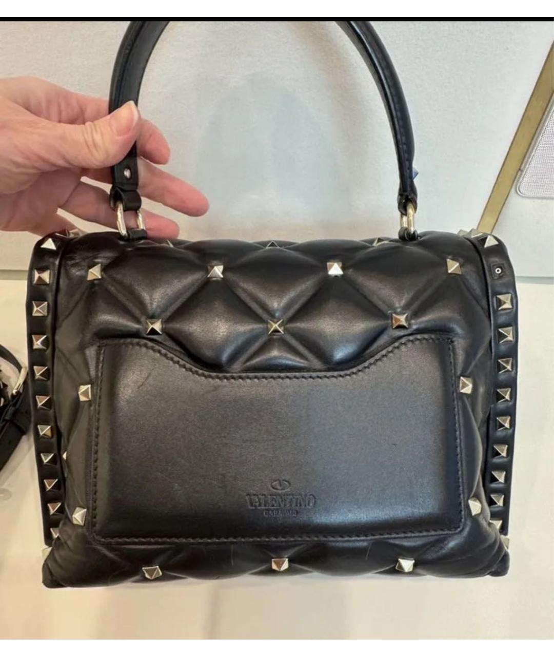 VALENTINO Черная кожаная сумка с короткими ручками, фото 3