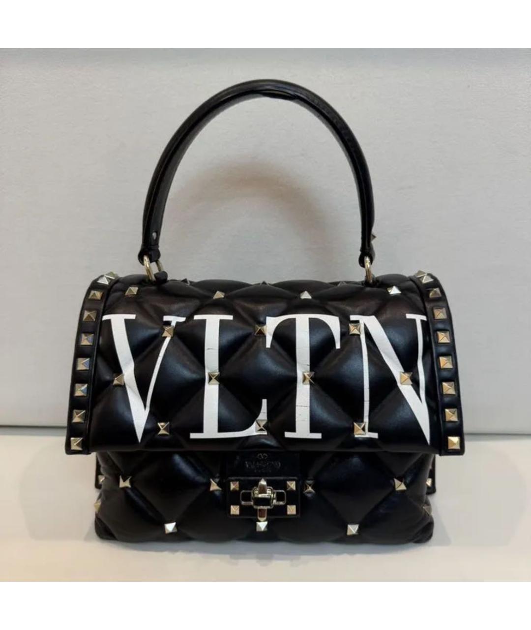 VALENTINO Черная кожаная сумка с короткими ручками, фото 2