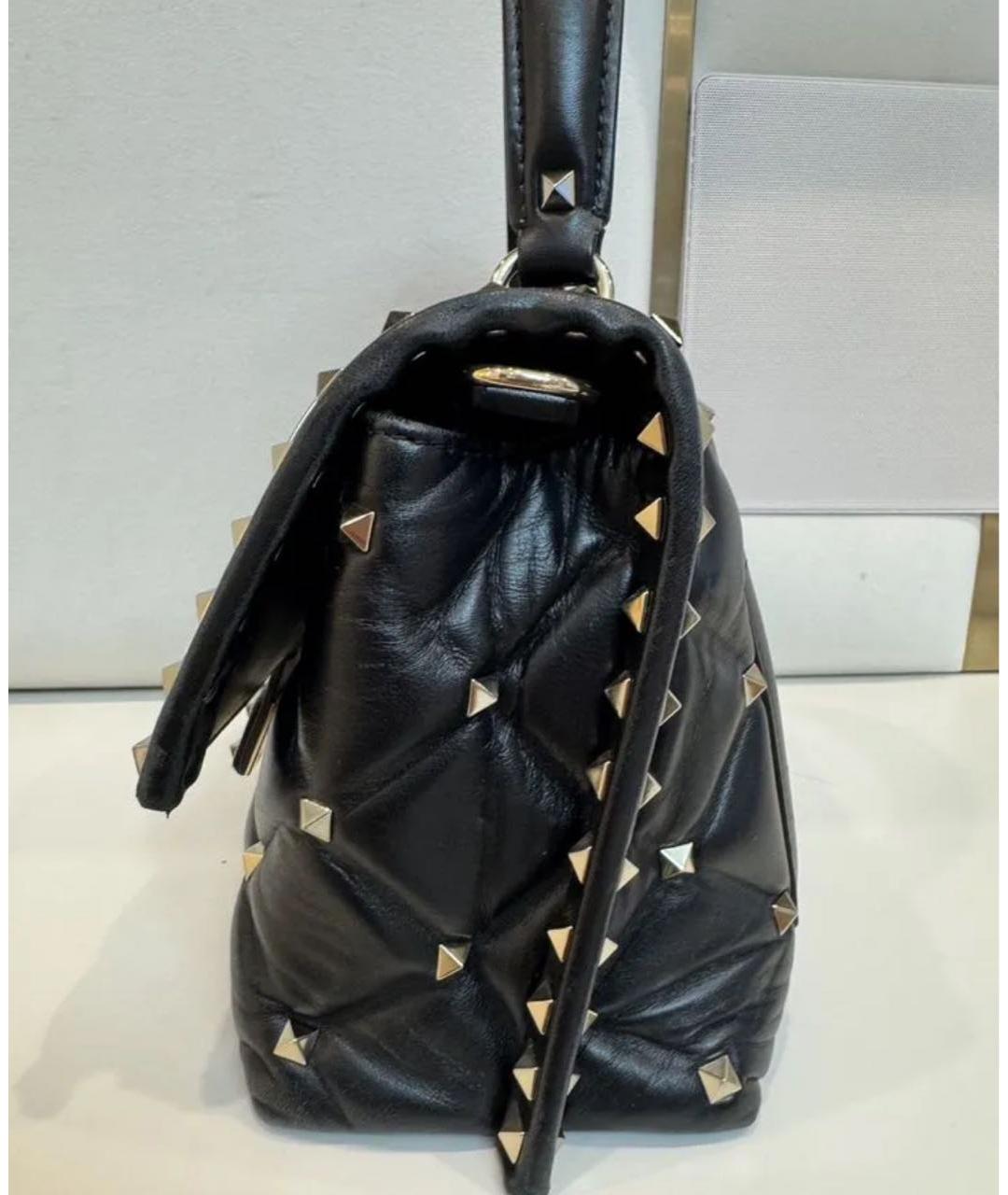 VALENTINO Черная кожаная сумка с короткими ручками, фото 4