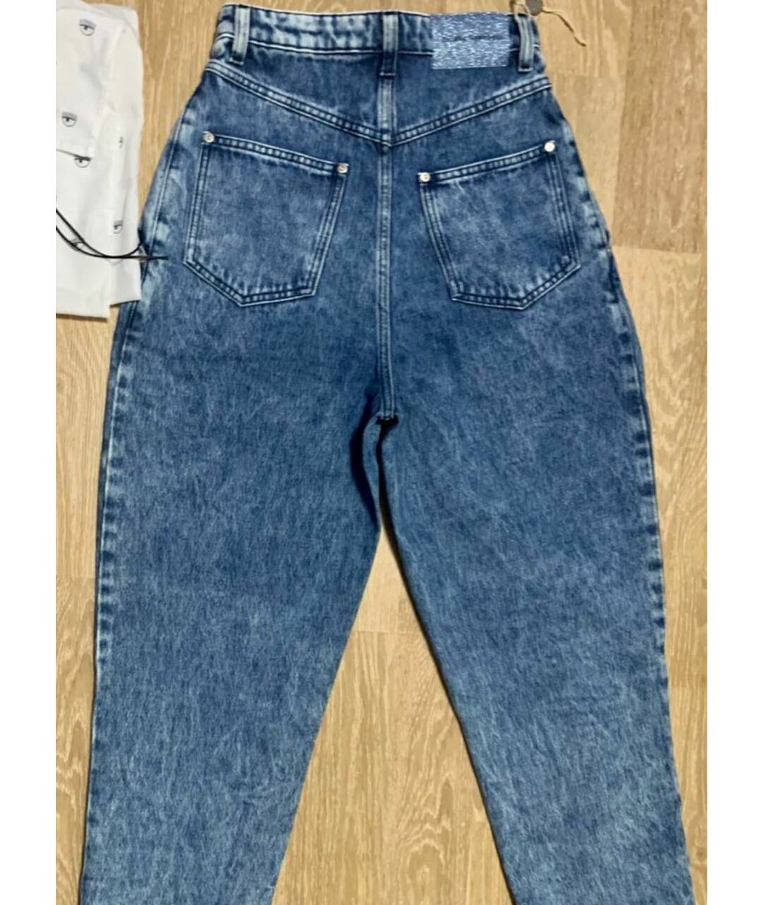CHIARA FERRAGNI Синие хлопковые прямые джинсы, фото 3