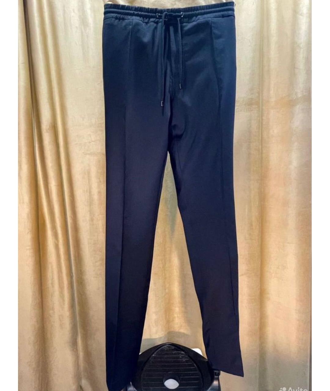 PAL ZILERI Темно-синие шерстяные повседневные брюки, фото 4