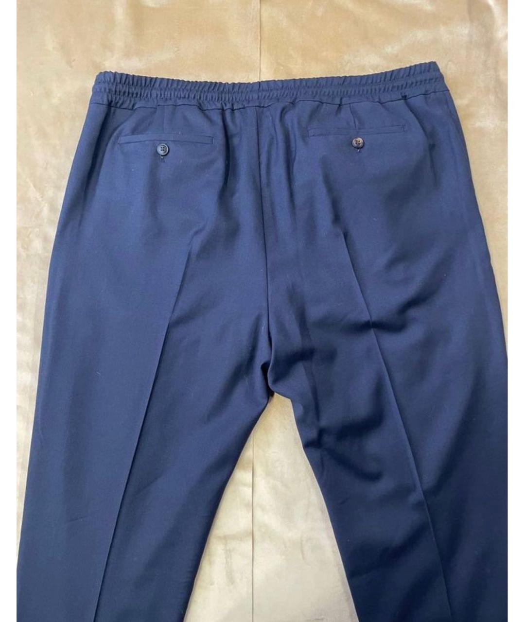 PAL ZILERI Темно-синие шерстяные повседневные брюки, фото 2
