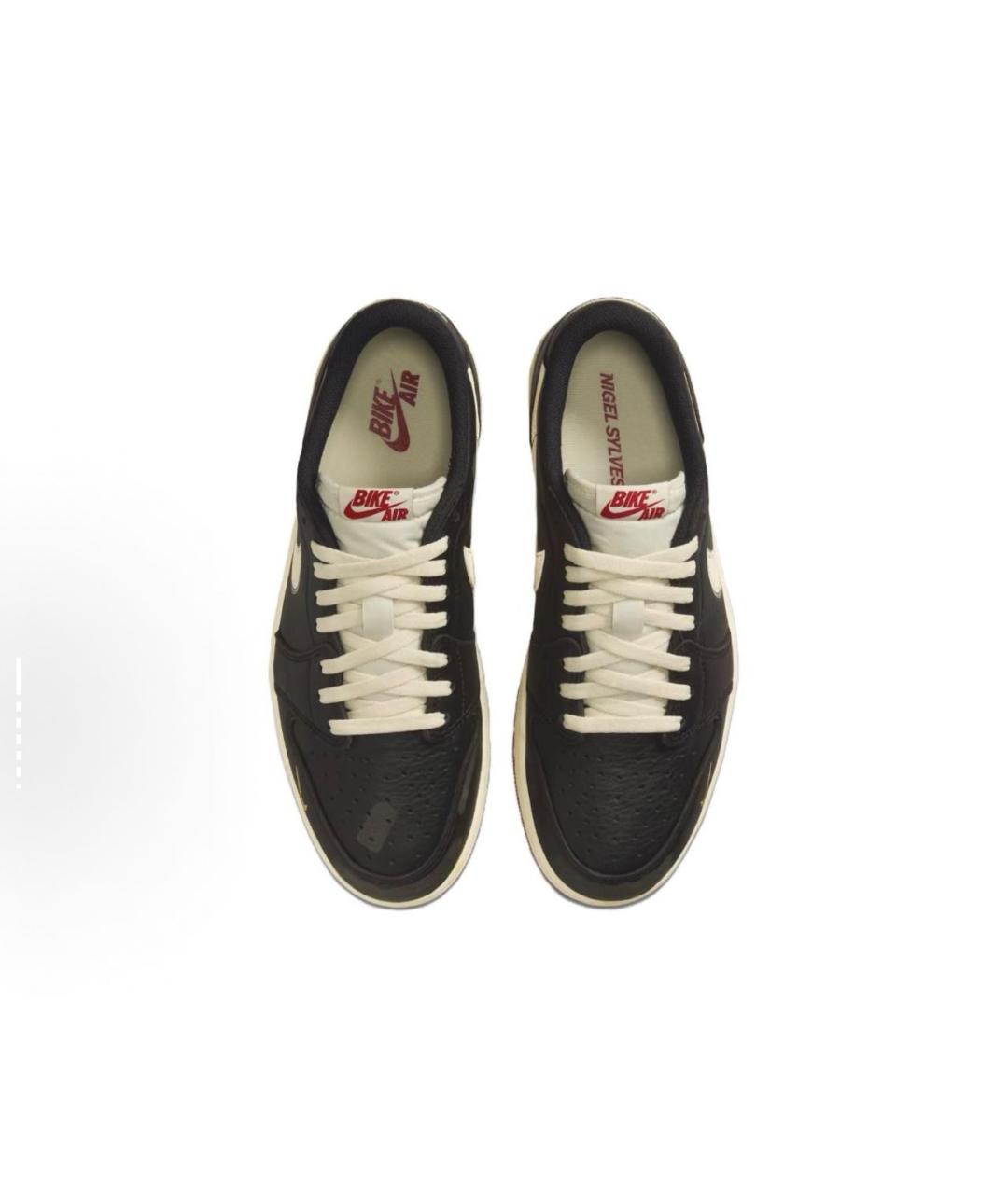 JORDAN Черные кожаные низкие кроссовки / кеды, фото 3