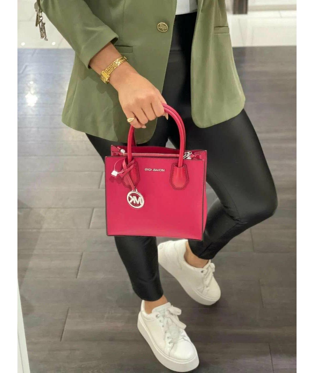 MICHAEL KORS Фуксия кожаная сумка с короткими ручками, фото 5