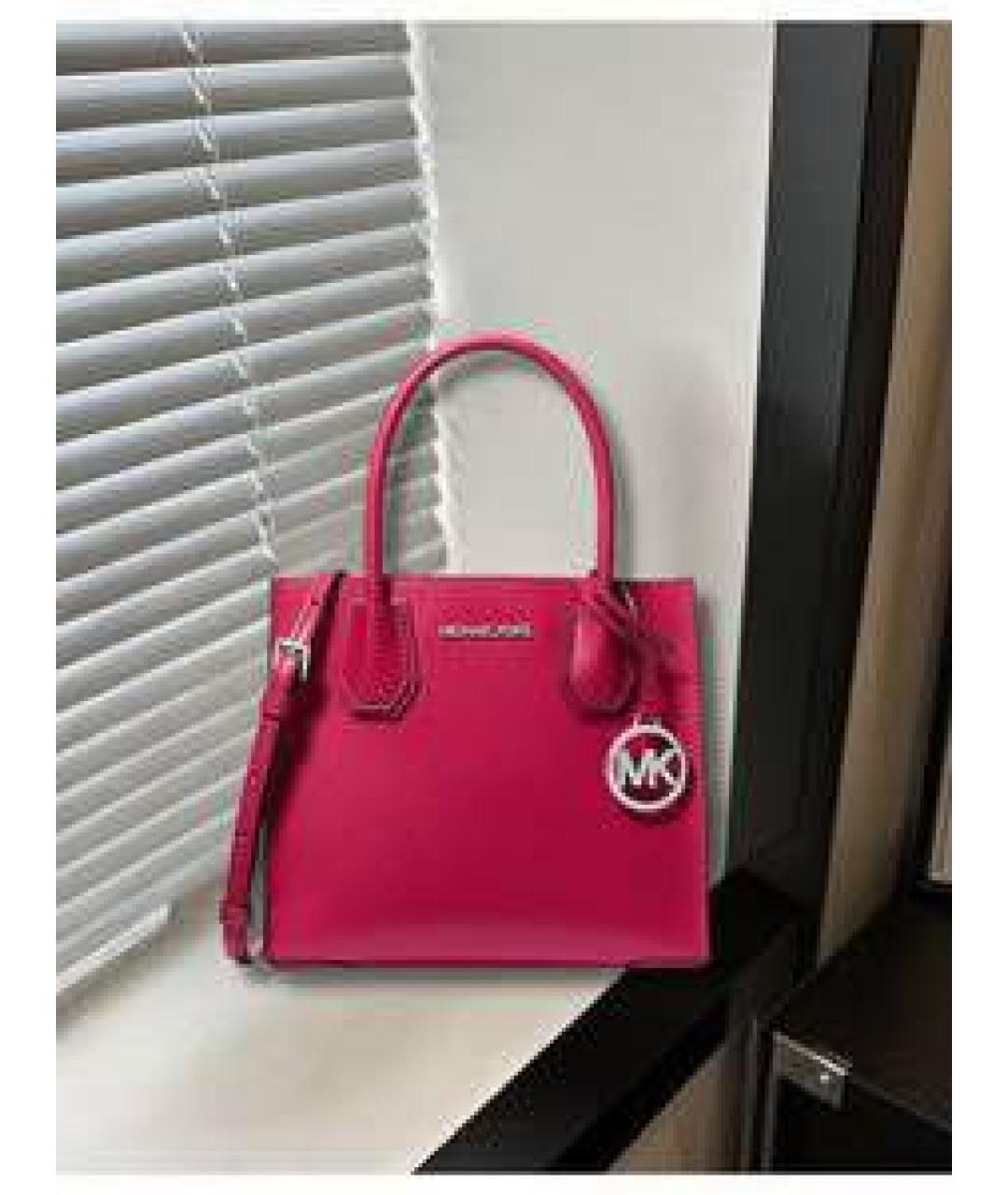 MICHAEL KORS Фуксия кожаная сумка с короткими ручками, фото 4