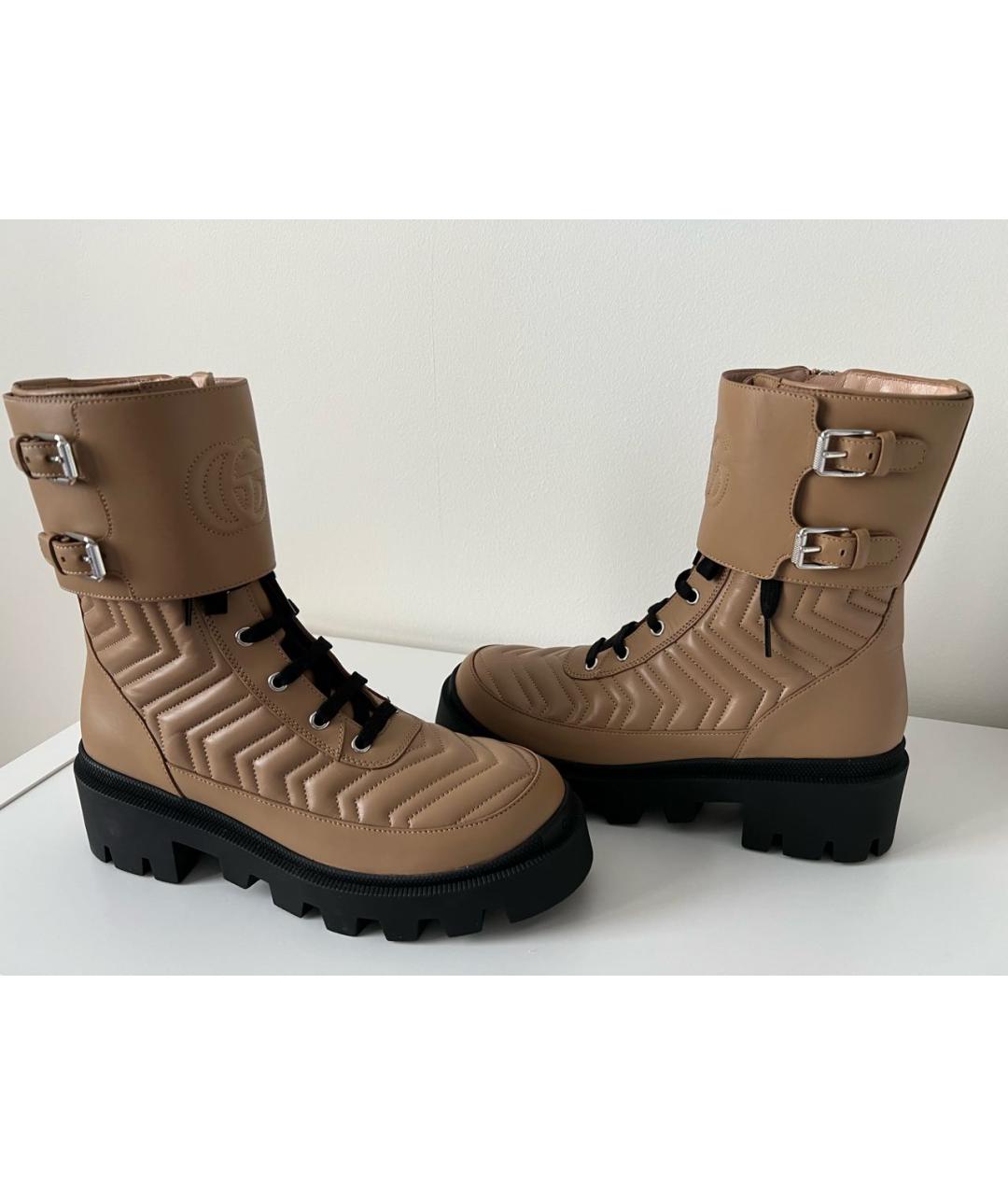 GUCCI Бежевые кожаные ботинки, фото 5