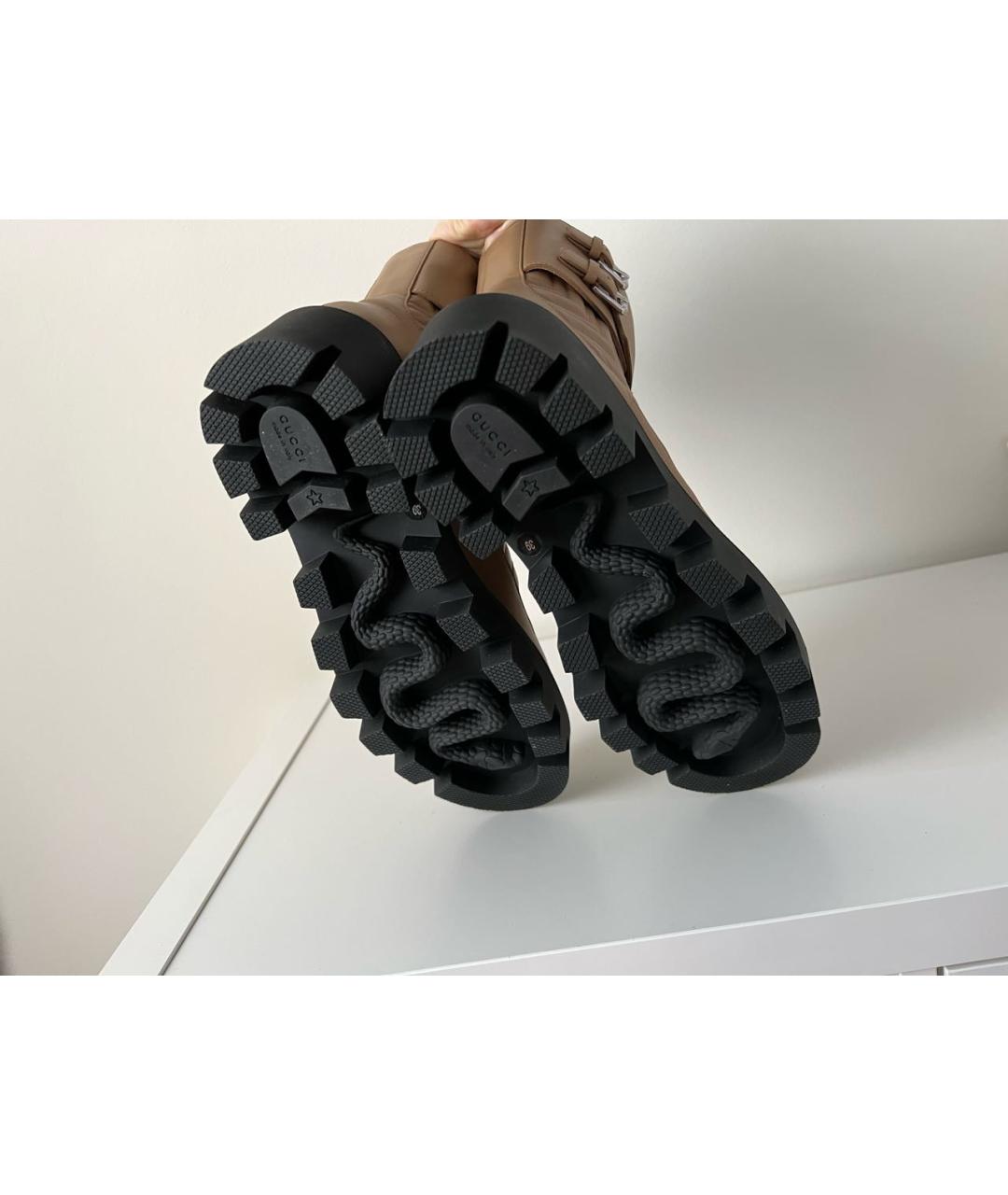 GUCCI Бежевые кожаные ботинки, фото 3