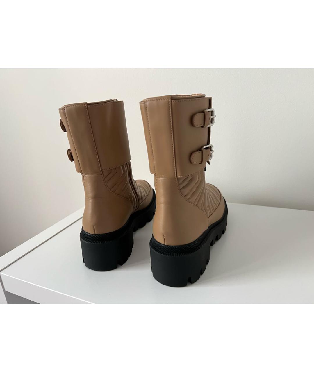 GUCCI Бежевые кожаные ботинки, фото 4