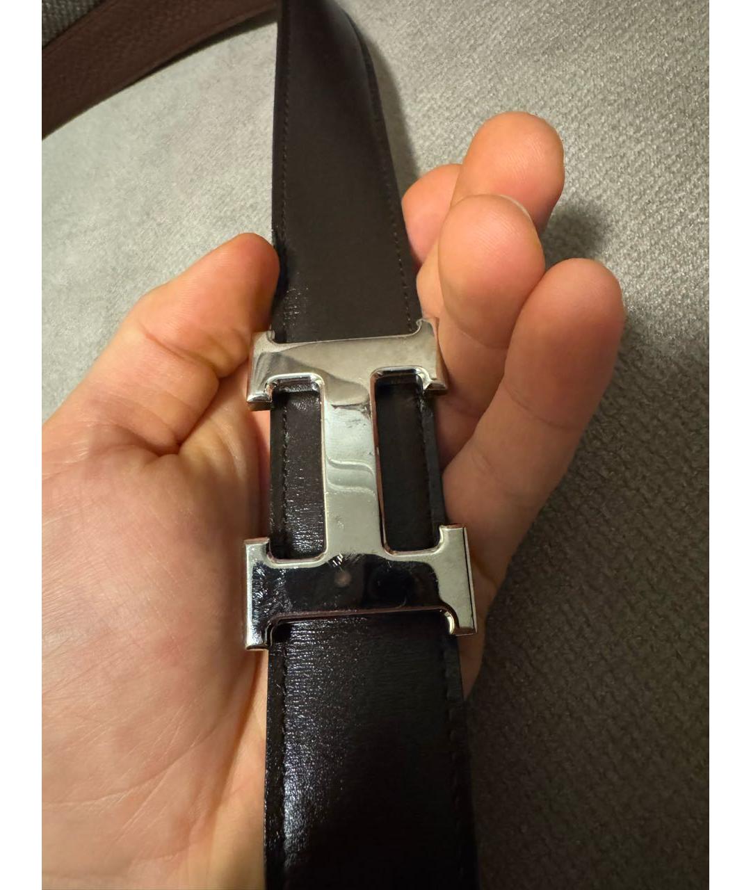 HERMES Черный кожаный ремень, фото 4