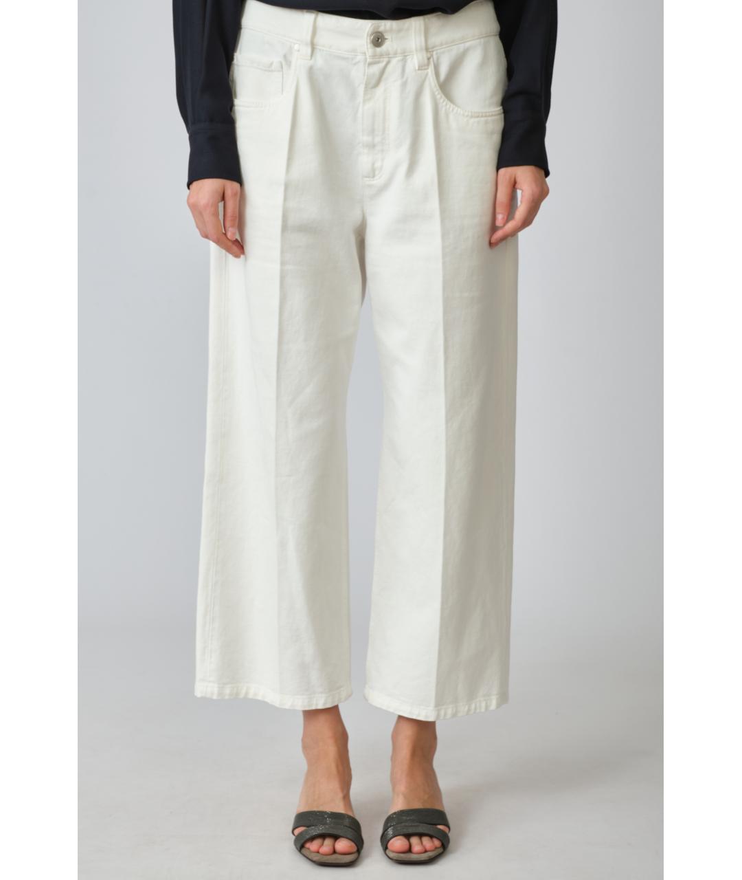 BRUNELLO CUCINELLI Белые хлопковые прямые джинсы, фото 10