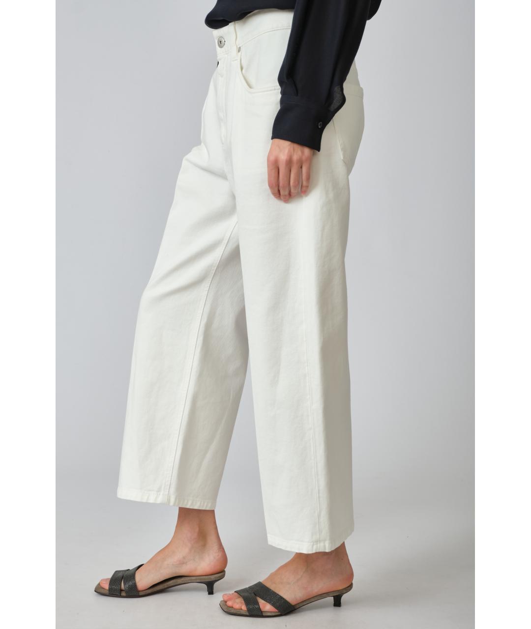 BRUNELLO CUCINELLI Белые хлопковые прямые джинсы, фото 2