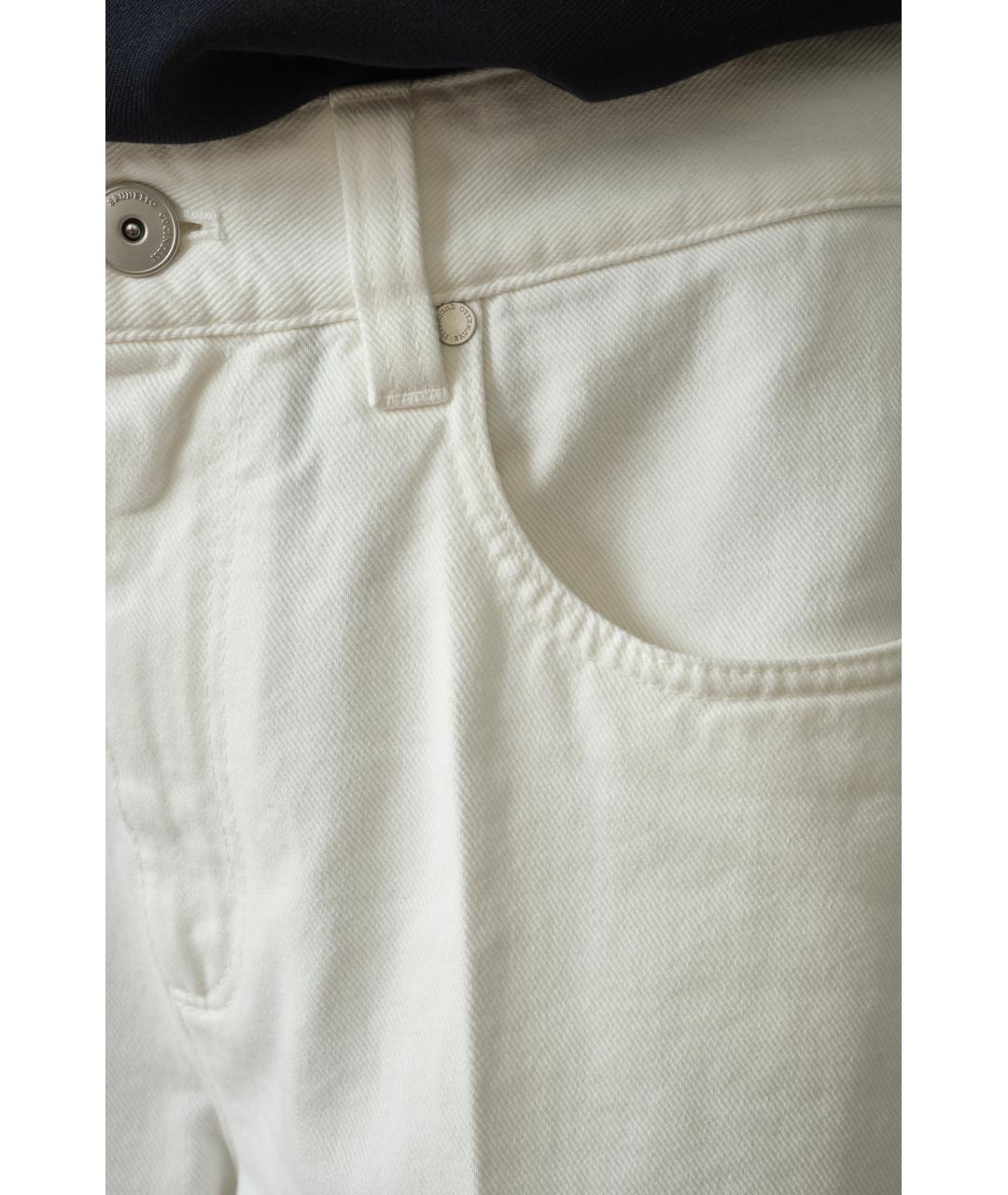 BRUNELLO CUCINELLI Белые хлопковые прямые джинсы, фото 6