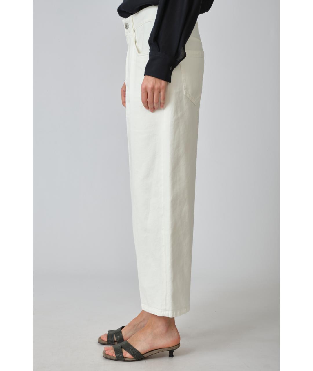 BRUNELLO CUCINELLI Белые хлопковые прямые джинсы, фото 3