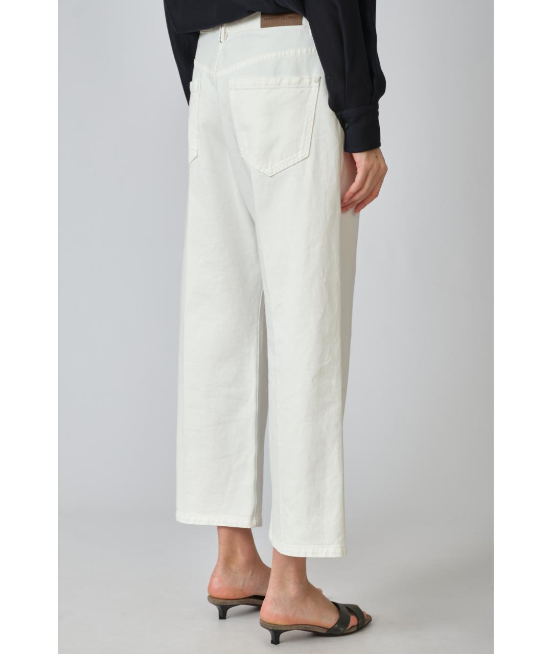 BRUNELLO CUCINELLI Белые хлопковые прямые джинсы, фото 4